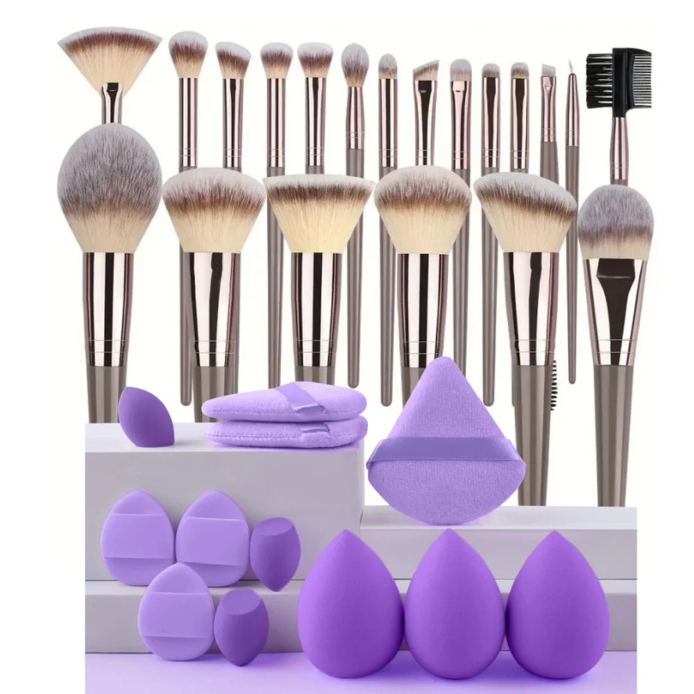 3-20 Piece Makeup Brush Set - Brown Blending Beauty Tools