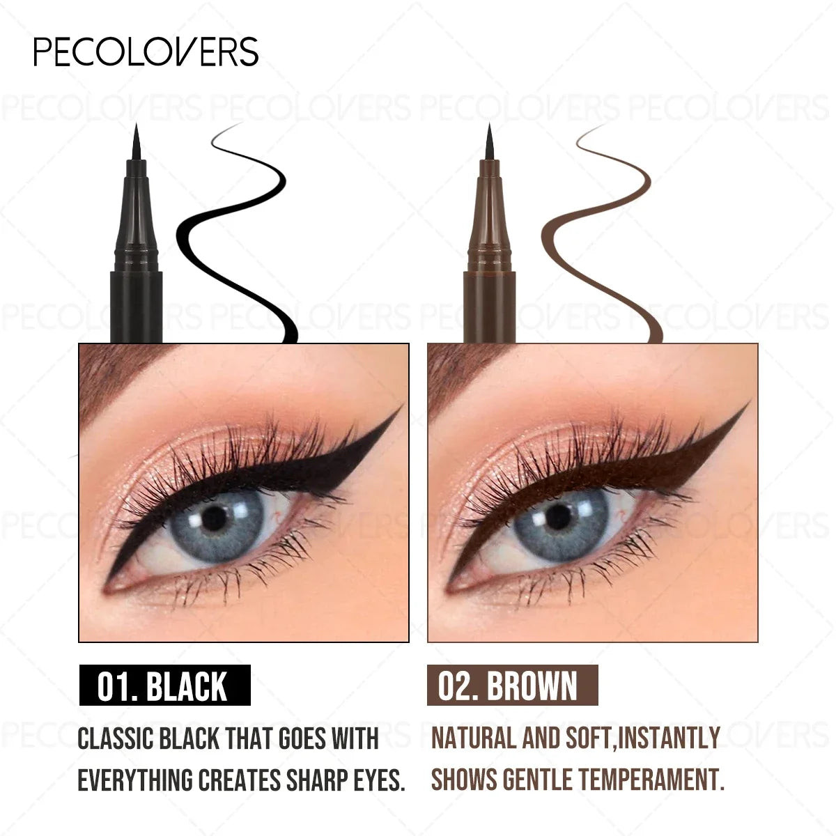 3-Piece Black Liquid Eyeliner Pen Set - High Pigment Eye Makeup