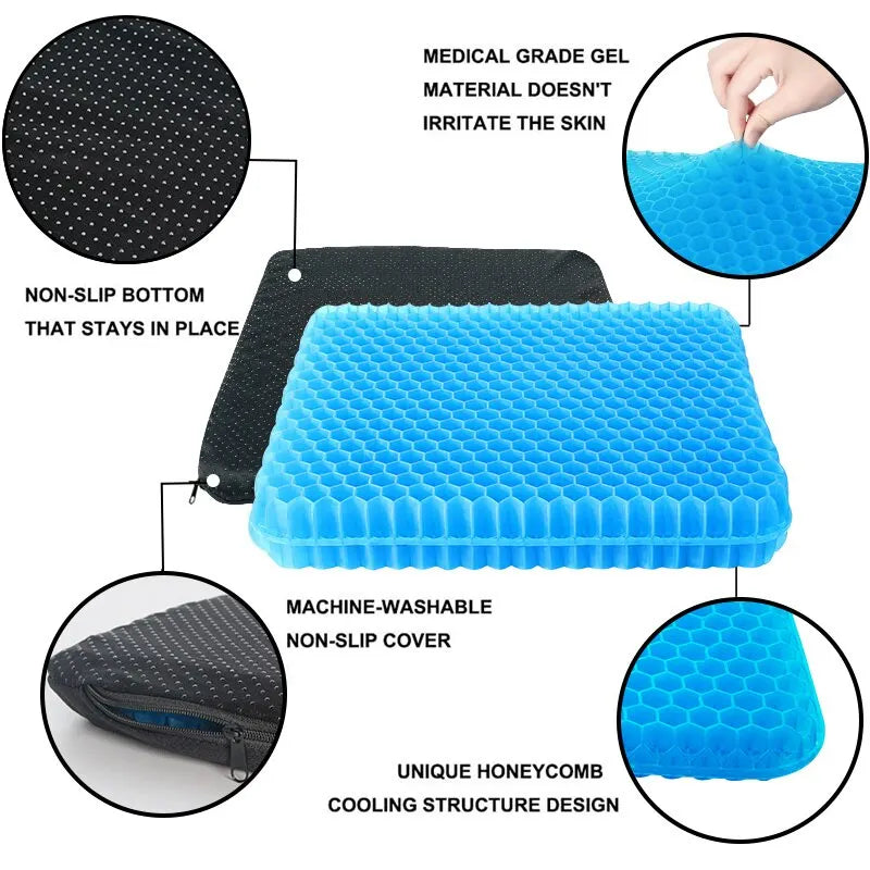 Honeycomb Gel Seat Cushion - Breathable Pressure Relief Chair Pad