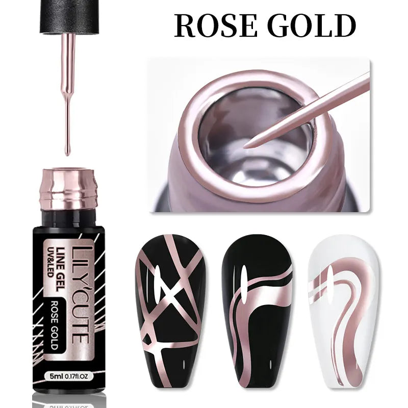 LILYCUTE 5ml Metallic Painting Liner Gel - Gold Silver Nail Art