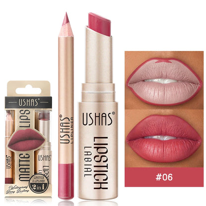 OREADEX 2-Piece Lip Liner and Lipstick Set - Matte Waterproof Finish