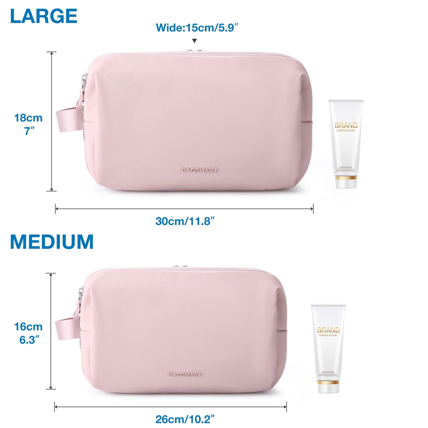 BAGSMART Waterproof Travel Cosmetic Bag - Lightweight Dopp Kit