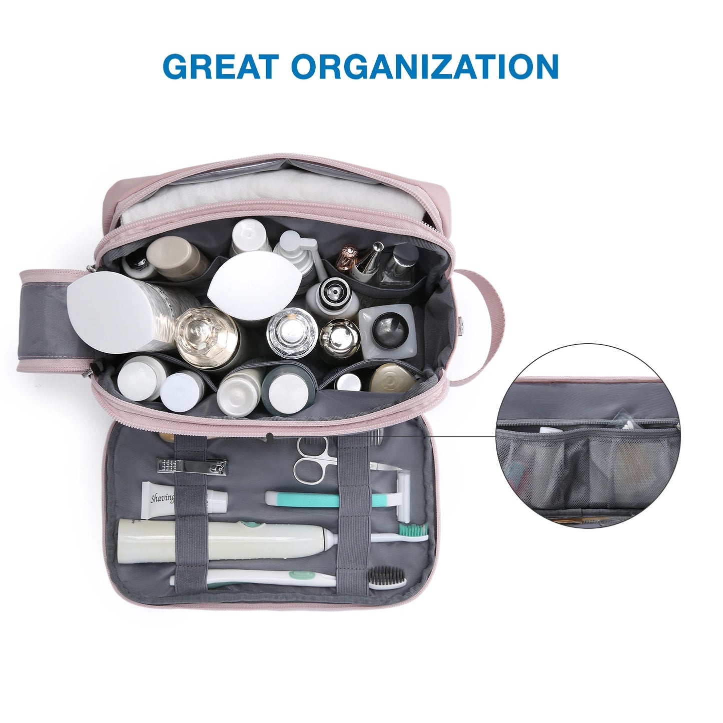 BAGSMART Waterproof Travel Cosmetic Bag - Lightweight Dopp Kit