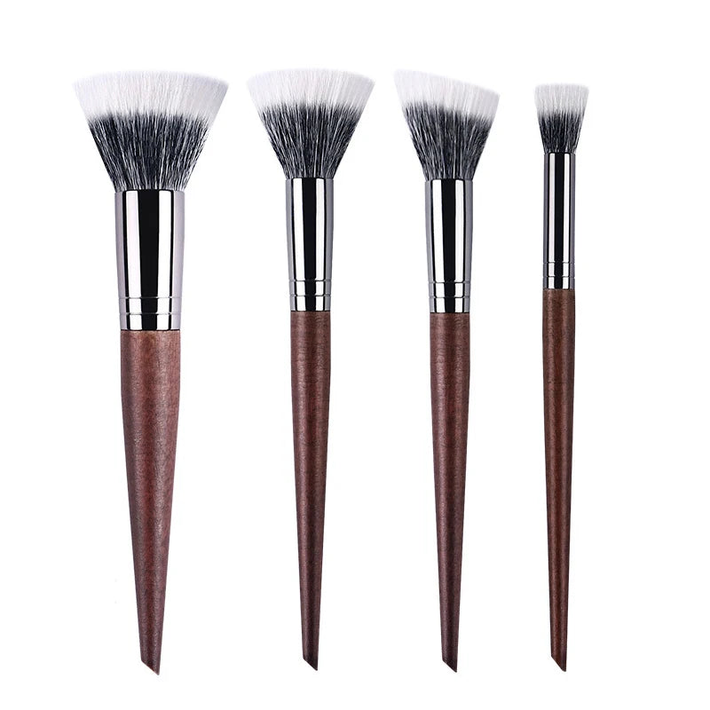 Natural Wood Goat Hair Stippling Brush - Powder and Contour Tool