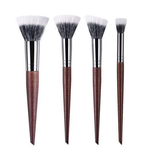 Natural Wood Goat Hair Stippling Brush - Powder and Contour Tool