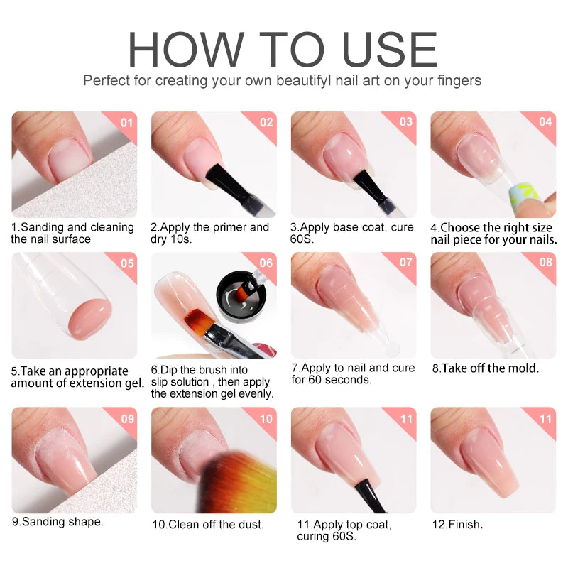 LIMEGIRL 15ml Extension Nail Gel Set with 6W LED Lamp