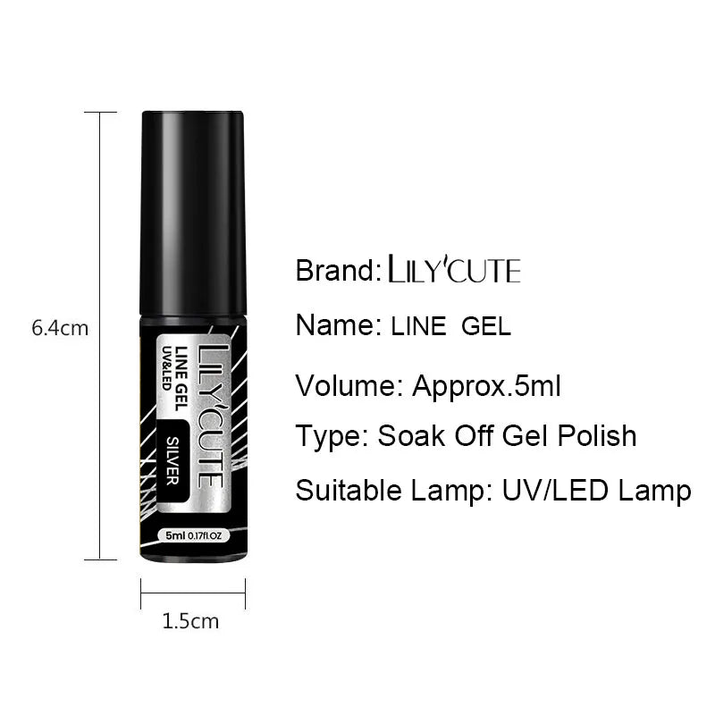 LILYCUTE 5ml Metallic Painting Liner Gel - Gold Silver Nail Art