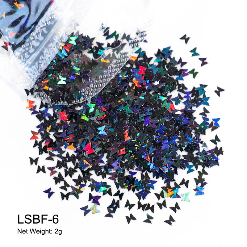 2g Holographic Nail Art Glitter - Star Butterfly Sequins Flakes
