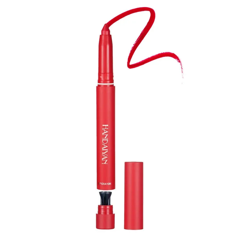 12-Color Pink Velvet Lipstick Pen and Lip Liner Crayon