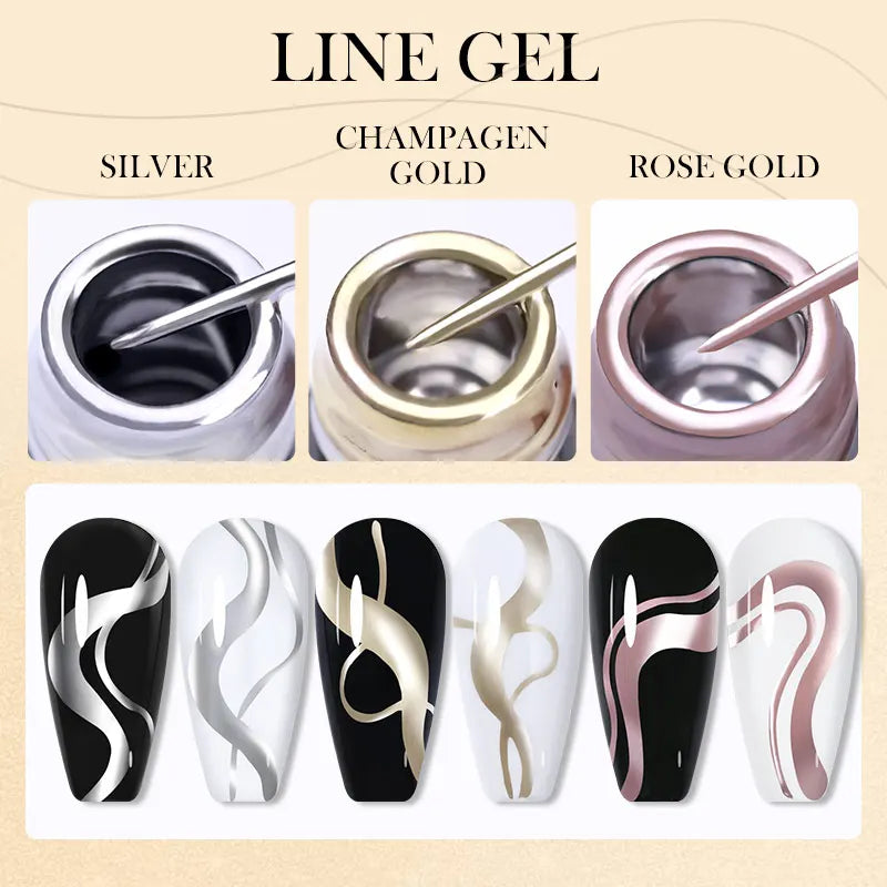 LILYCUTE 5ml Metallic Painting Liner Gel - Gold Silver Nail Art