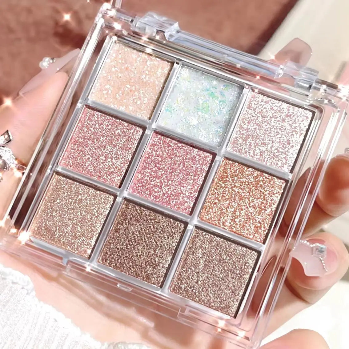 Pearlescent Glitter Highlighter Eyeshadow Palette - Dazzling Makeup