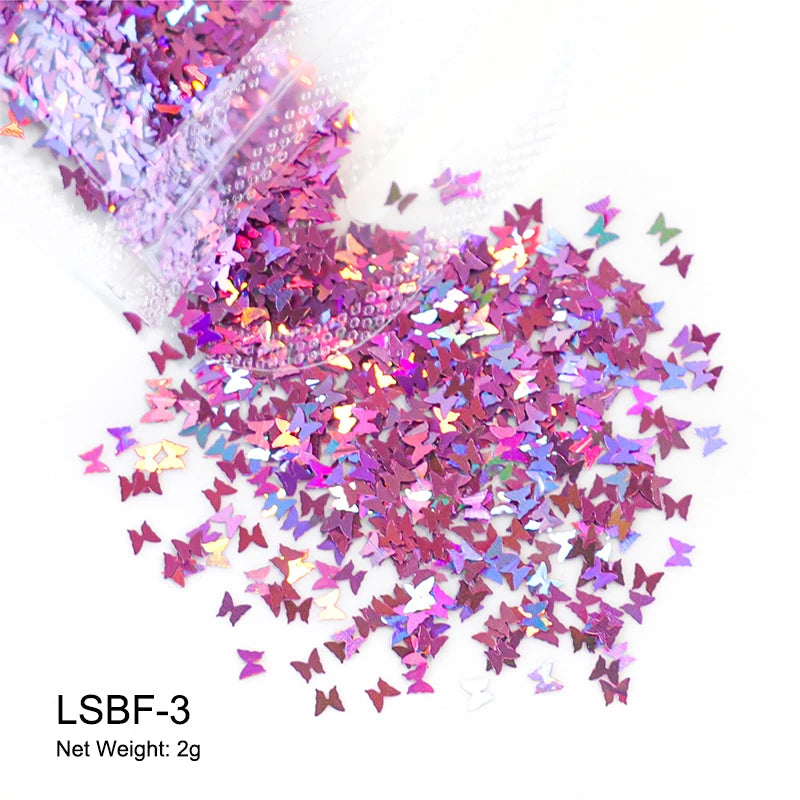 2g Holographic Nail Art Glitter - Star Butterfly Sequins Flakes