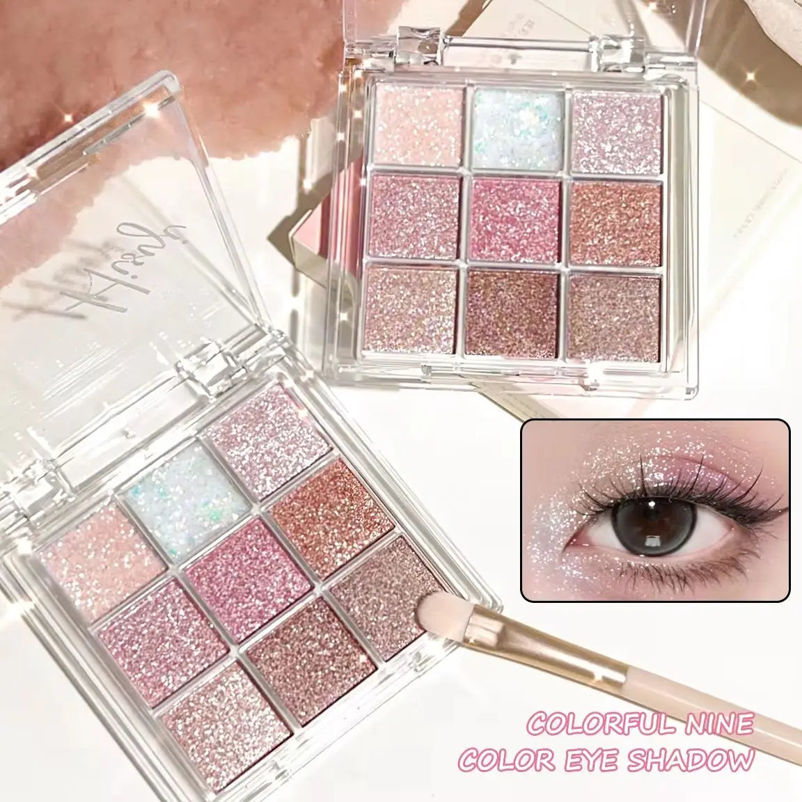 Pearlescent Glitter Highlighter Eyeshadow Palette - Dazzling Makeup