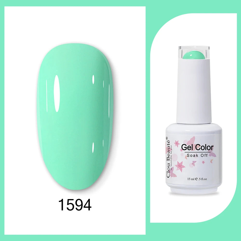 Clou Beaute 15ml Army Green Gel Polish - HEMA and TPO Free