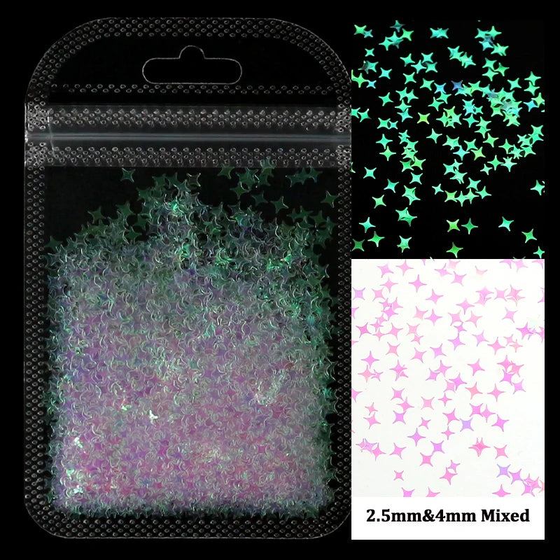 2g Holographic Nail Art Glitter - Star Butterfly Sequins Flakes