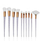 10-Piece Unicorn Glitter Makeup Brush Set - Foundation and Eye Tools