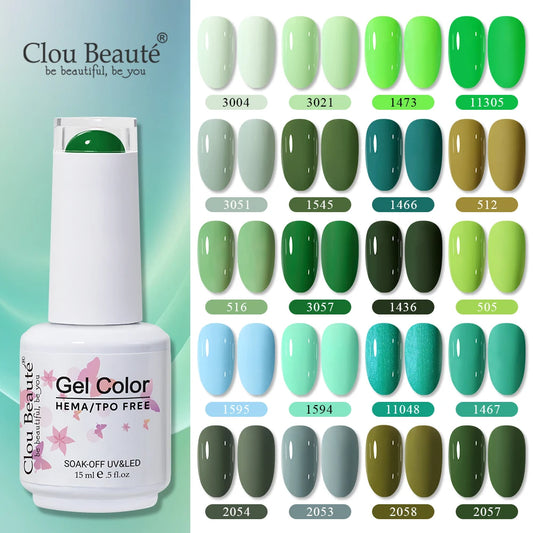 Clou Beaute 15ml Army Green Gel Polish - HEMA and TPO Free