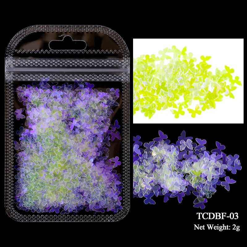 2g Holographic Nail Art Glitter - Star Butterfly Sequins Flakes