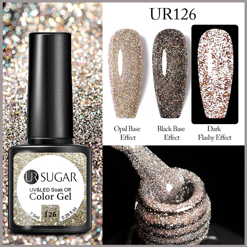 UR SUGAR 7.5ml Reflective Glitter Pink Sequin Gel Polish