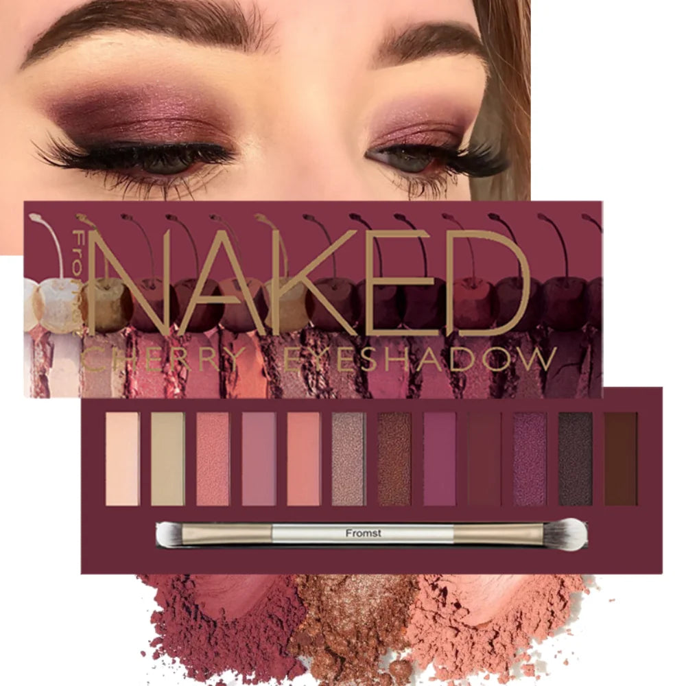 12-Color Brown Pink Eyeshadow Palette - Long-Lasting Eye Makeup
