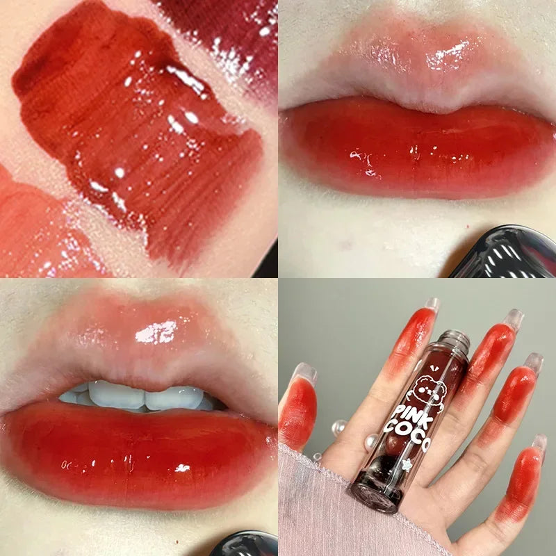 Mirror Glass Dark Red Lip Tint - Non-Stick Liquid Lip Glaze