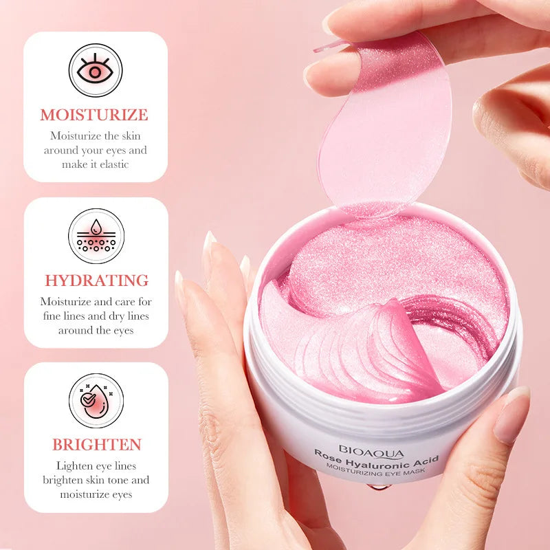 BIOAQUA Rose Hyaluronic Acid Eye Mask - 60-Piece Moisturizing Patches