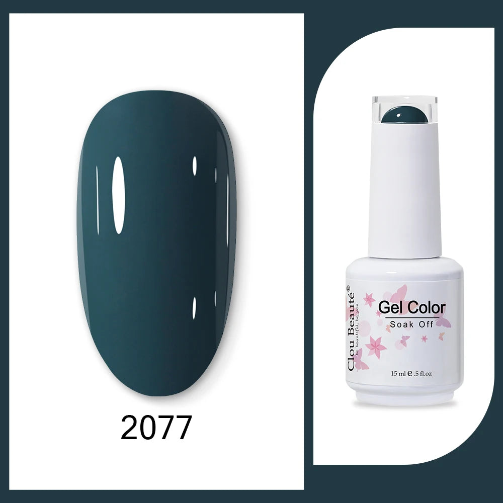 Clou Beaute 15ml Army Green Gel Polish - HEMA and TPO Free