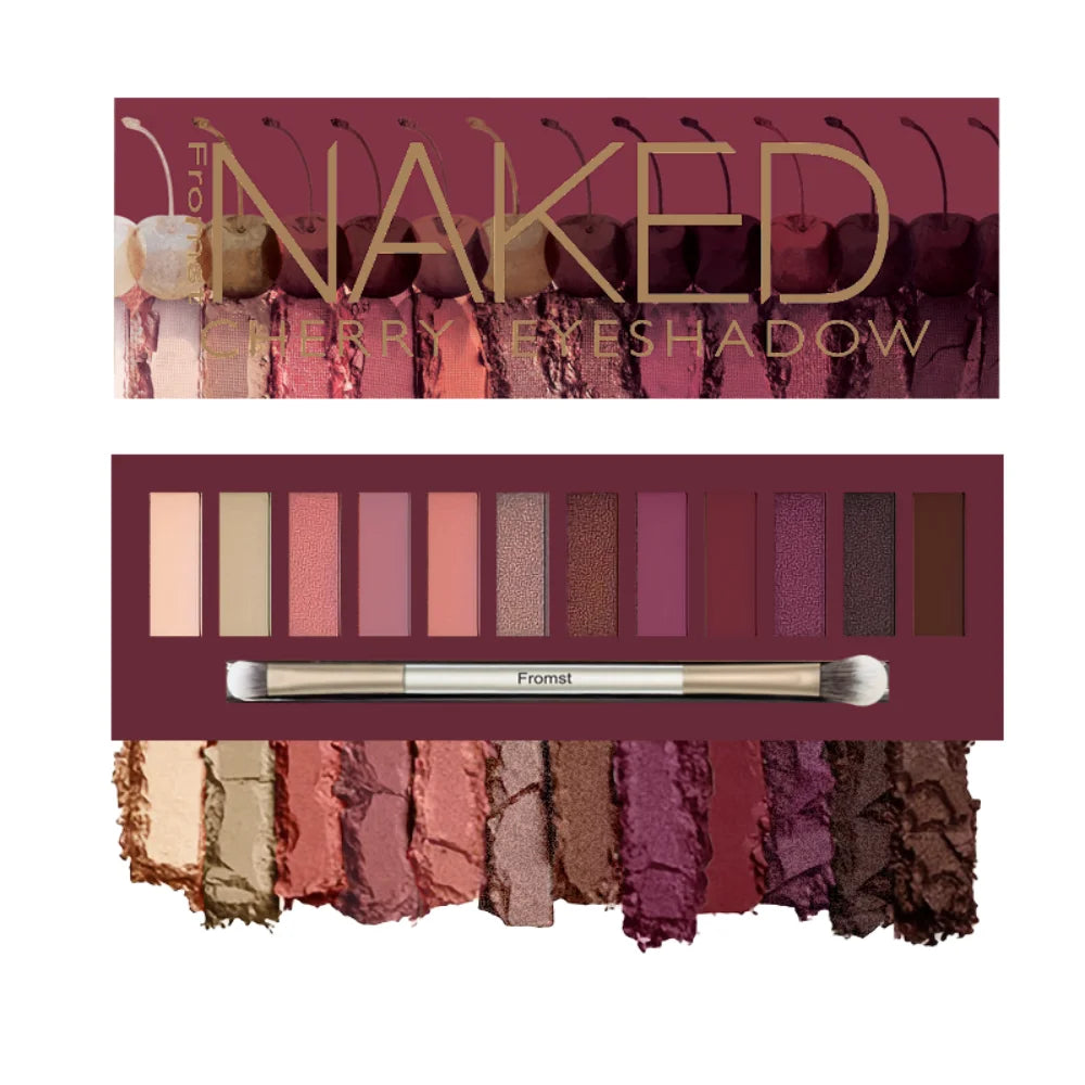 12-Color Brown Pink Eyeshadow Palette - Long-Lasting Eye Makeup