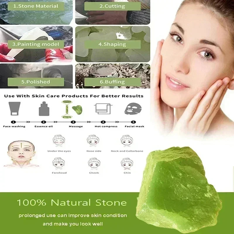 Natural Jade Roller and Gua Sha Set - Face Neck Body Massager