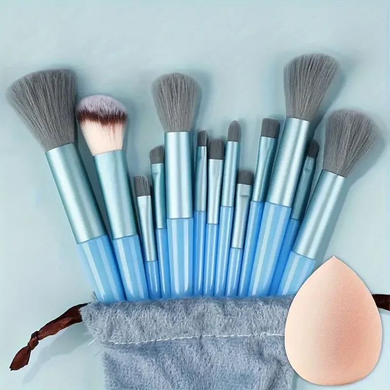 13-Piece Soft Makeup Brush Set - Foundation Blush and Eye Tools