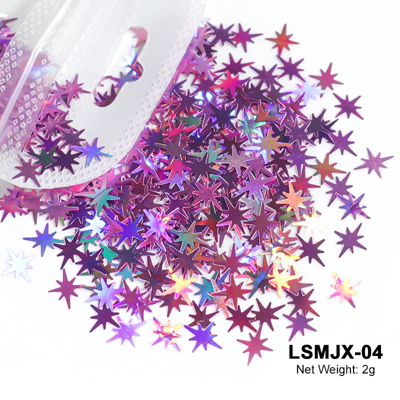 2g Holographic Nail Art Glitter - Star Butterfly Sequins Flakes