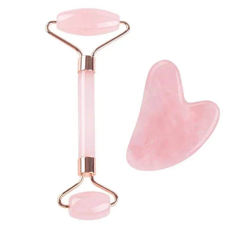 Natural Jade Roller and Gua Sha Set - Face Neck Body Massager