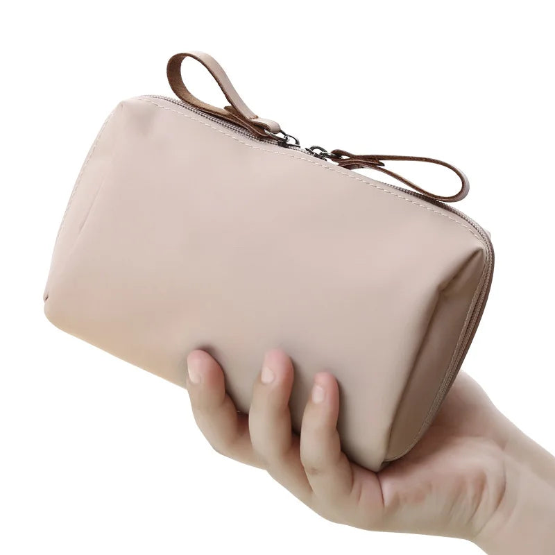 Waterproof Korean Style Cosmetic Pouch - Solid Color Travel Organizer