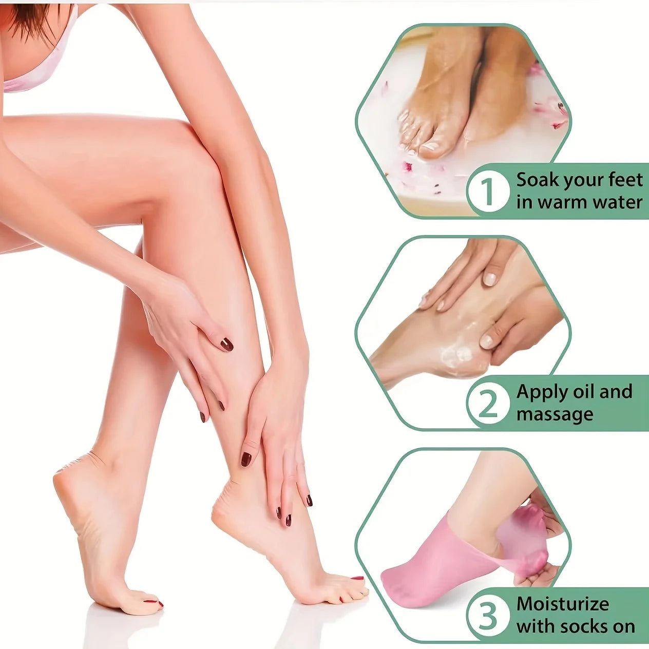 2-Pack Silicone Gel Foot Socks - Cracked Heel Spa Care