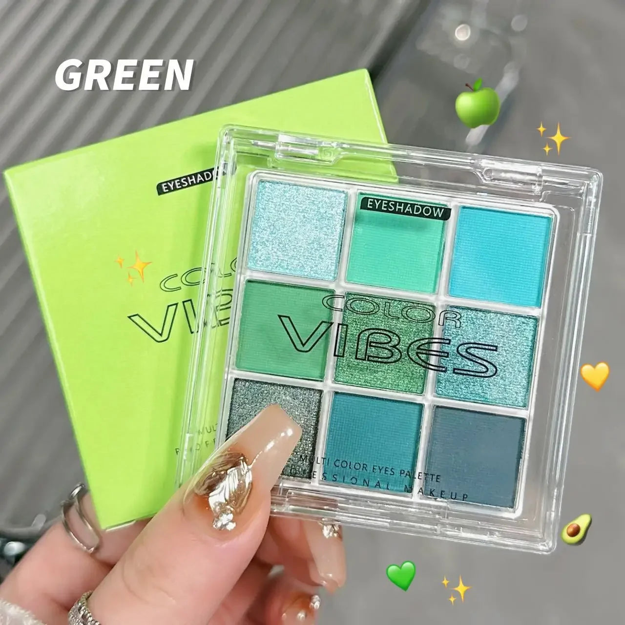 9-Color Glitter Eyeshadow Palette - Smokey Cool-Tone Makeup