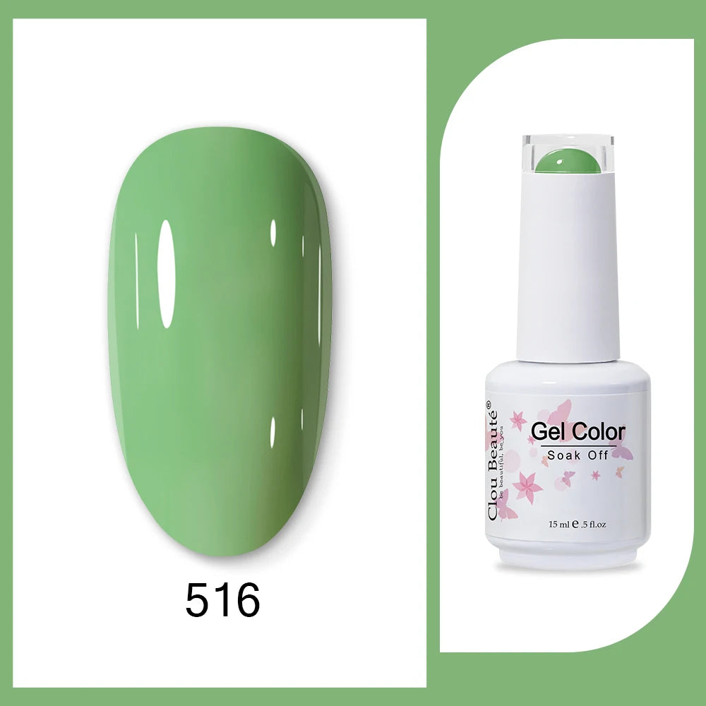 Clou Beaute 15ml Army Green Gel Polish - HEMA and TPO Free