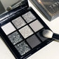 9-Color Glitter Eyeshadow Palette - Smokey Cool-Tone Makeup