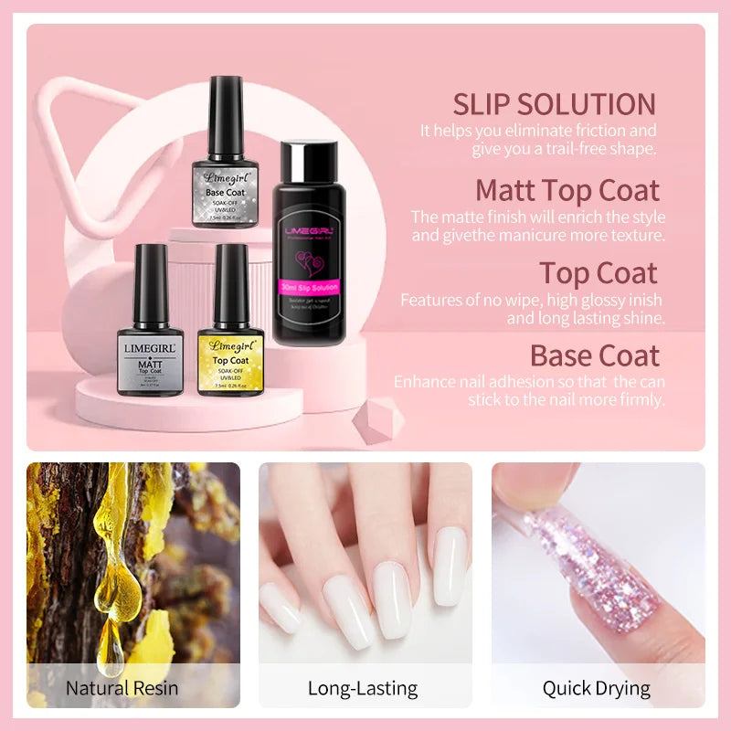 LIMEGIRL 15ml Extension Nail Gel Set with 6W LED Lamp
