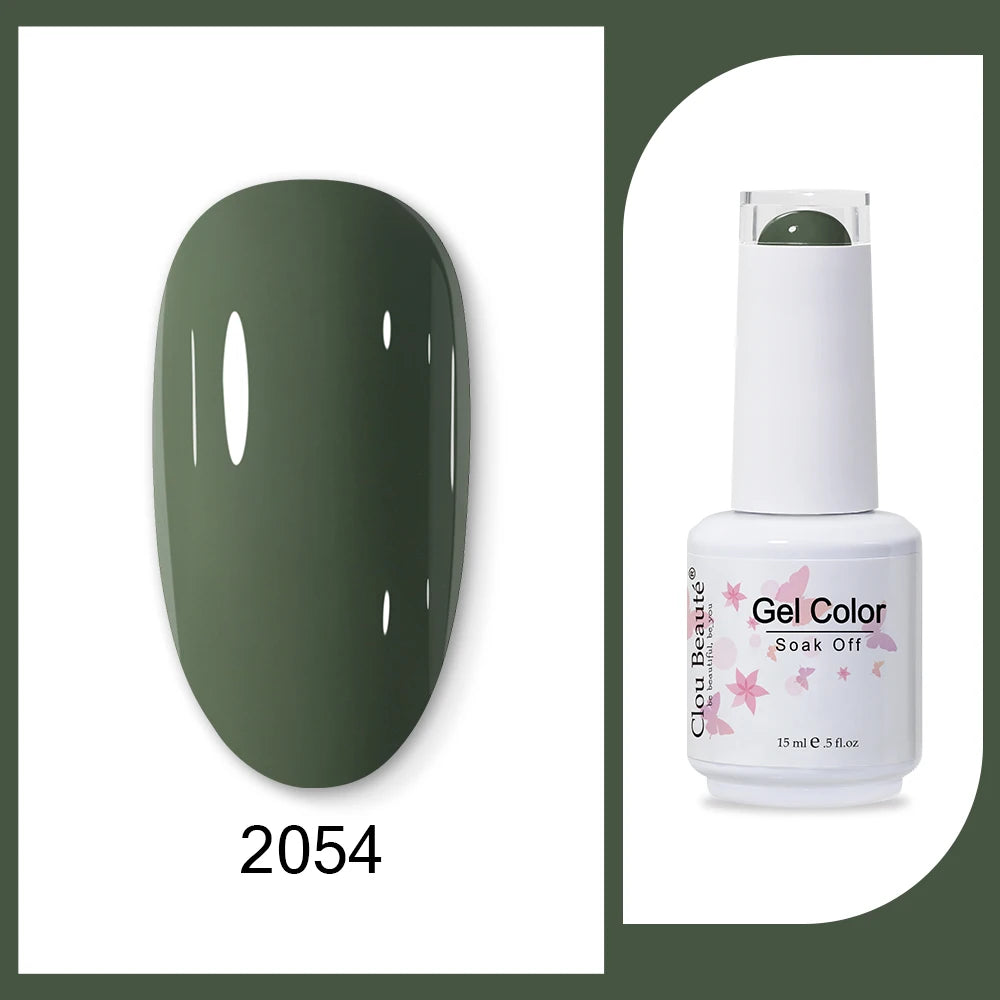 Clou Beaute 15ml Army Green Gel Polish - HEMA and TPO Free