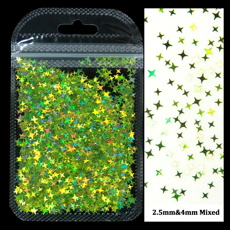 2g Holographic Nail Art Glitter - Star Butterfly Sequins Flakes