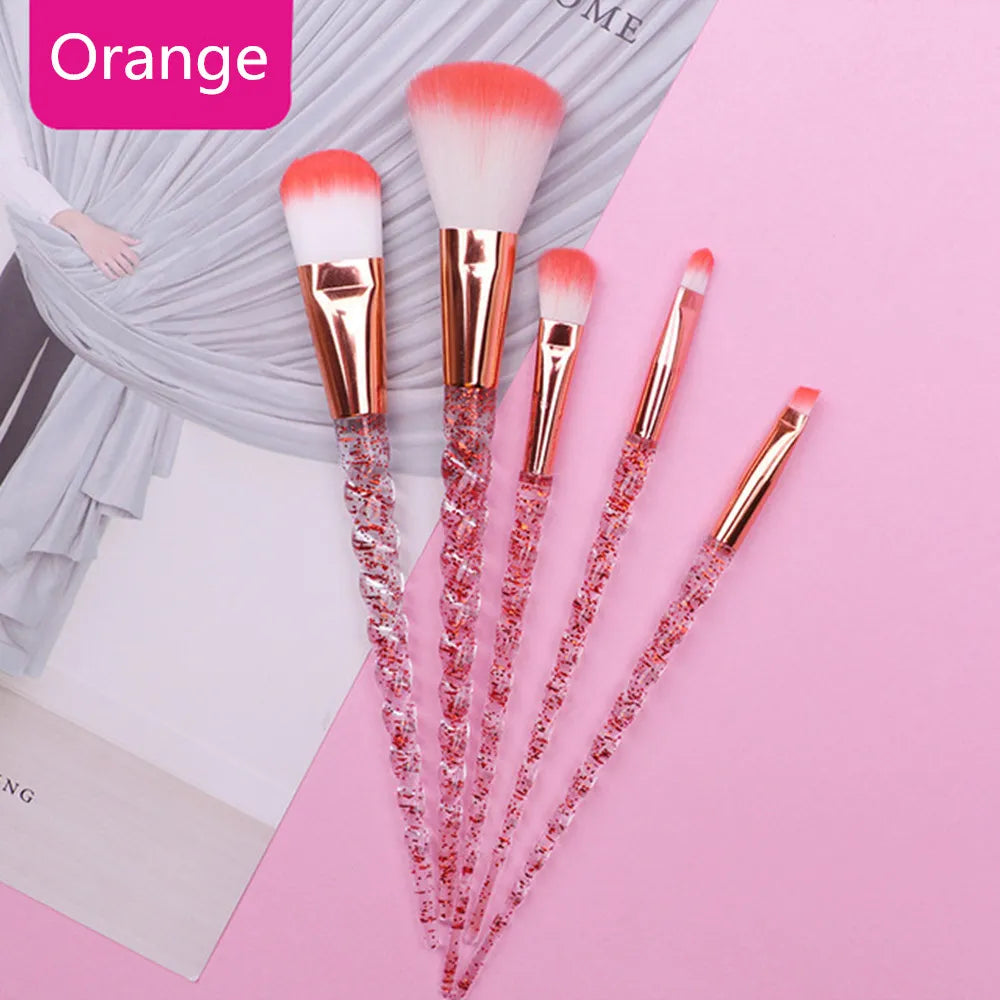 10-Piece Unicorn Glitter Makeup Brush Set - Foundation and Eye Tools