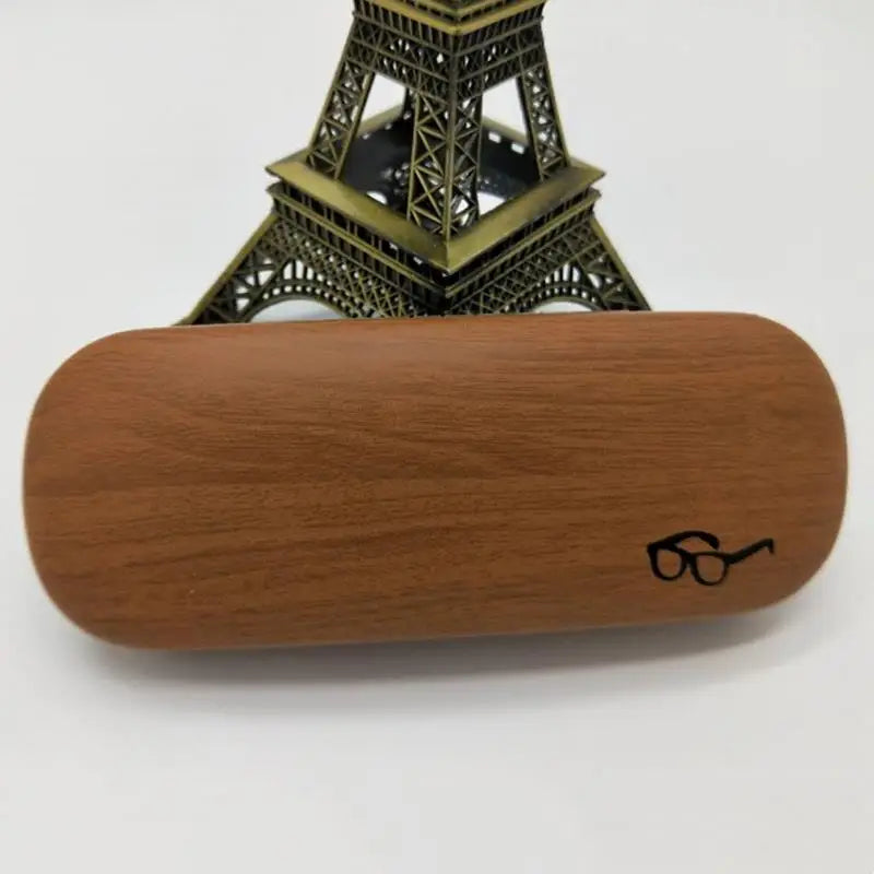 Wood Grain Hard Reading Glasses Case - PU Leather Eyeglass Box