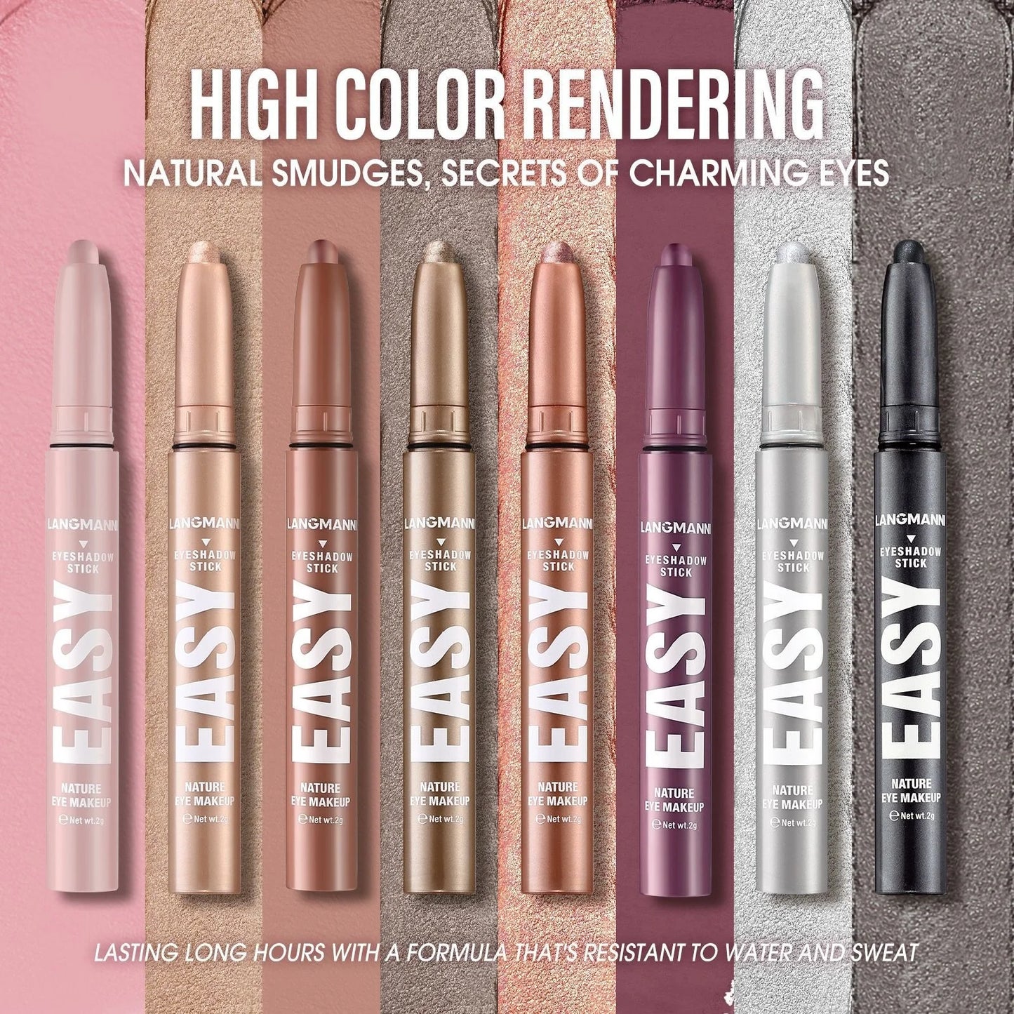 12-Color Pearly Waterproof Eyeshadow Stick Set