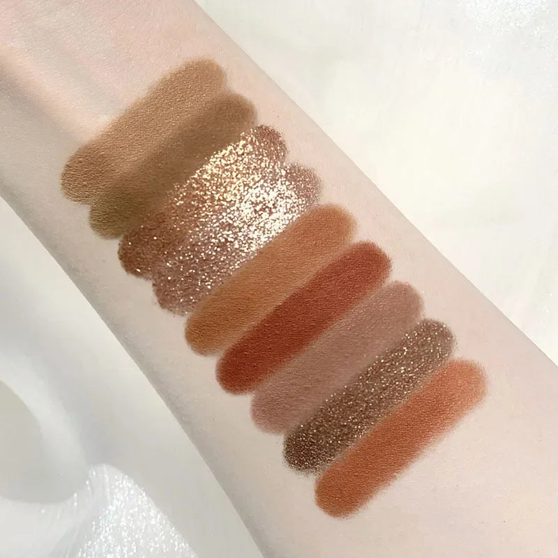 9-Color Glitter Eyeshadow Palette - Smokey Cool-Tone Makeup