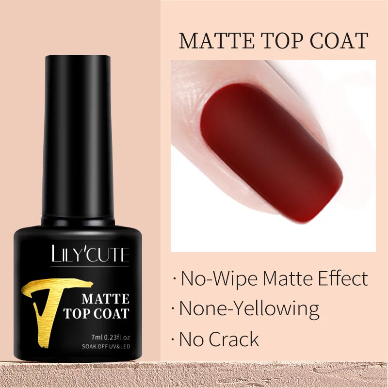 LILYCUTE 7ml Base and No-Wipe Top Coat Gel Polish