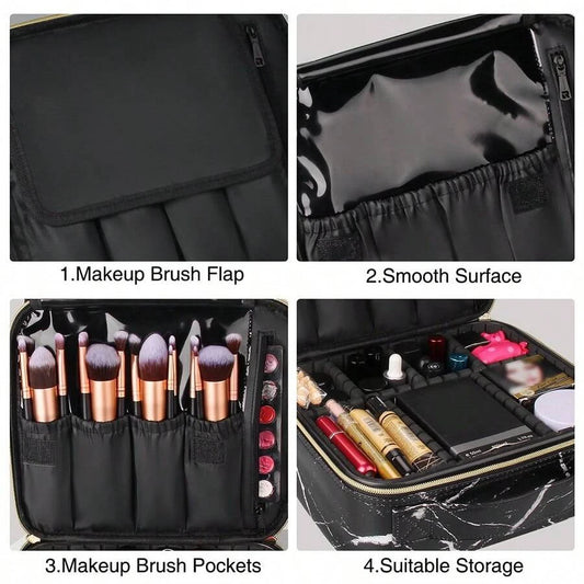 Marble Waterproof PU Cosmetic Bag - Makeup and Toiletry Organizer
