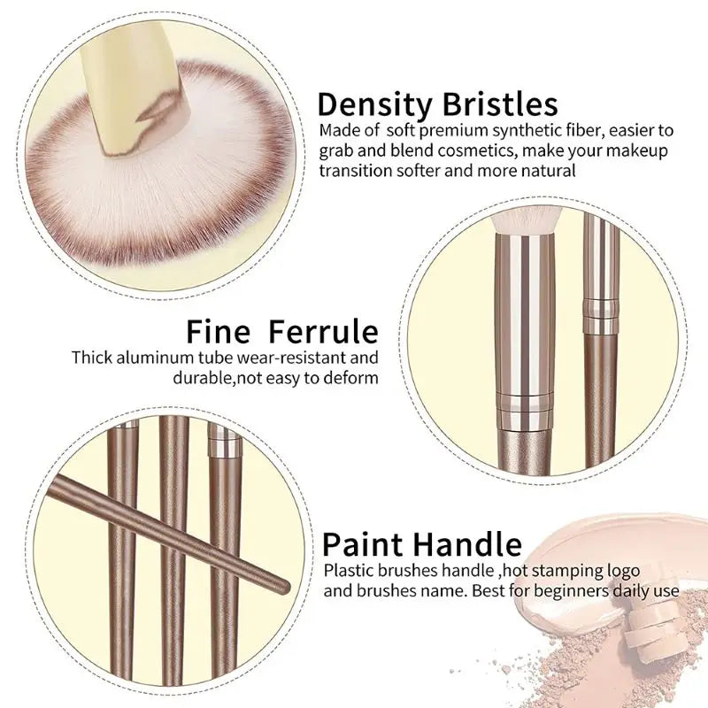 3-20 Piece Makeup Brush Set - Brown Blending Beauty Tools