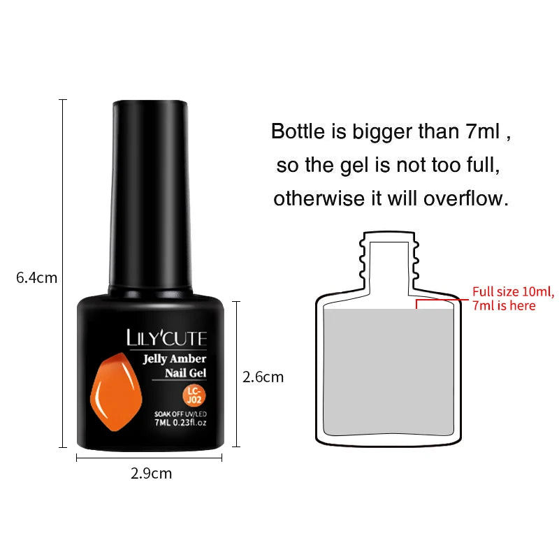 LILYCUTE 7ml Jelly Amber Gel Polish - Dark Bloom Leopard Nail Art