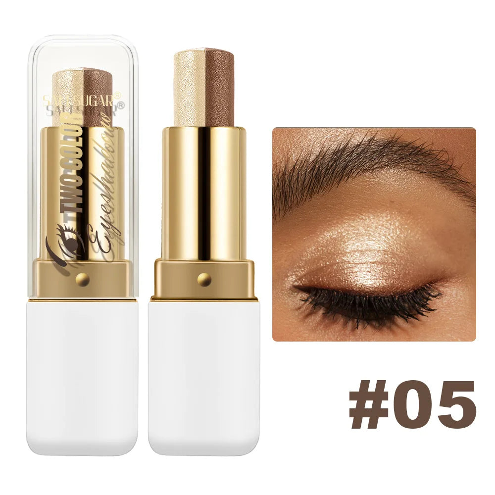 Double-Color Glitter Eyeshadow Stick - Waterproof Metallic Eye Makeup