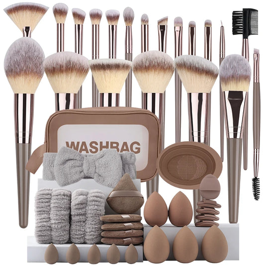 3-20 Piece Makeup Brush Set - Brown Blending Beauty Tools